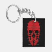 Porte-clés Art Glitch Crâne Rouge (Devant gauche)