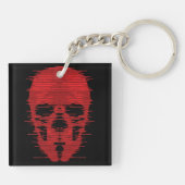 Porte-clés Art Glitch Crâne Rouge (Dos)
