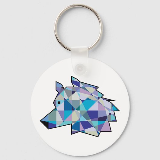 Porte-clés Art graphique original Wolf Head | Profil du visag (Recto)