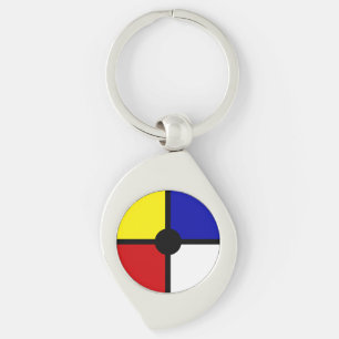 Porte-clés Art inspiré de Mondrian et couleurs de base élégan