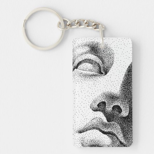 Porte-clés Art matriciel : Visage de marbre classique (Devant)