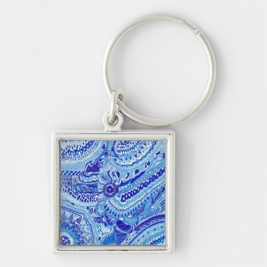 Porte-clés Art motif de style Royal Blue et White Ming (Devant)