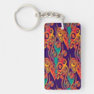 Porte-clés Art Motif tatouage - flammes & cercles