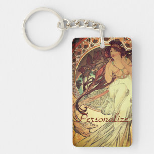 Porte-clés Art nouveau Alphonse Mucha élégante femme vintage