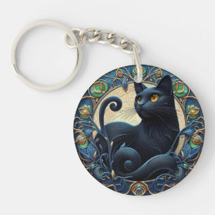 Porte-clés Art Nouveau Chat noir Porte - clé celtique