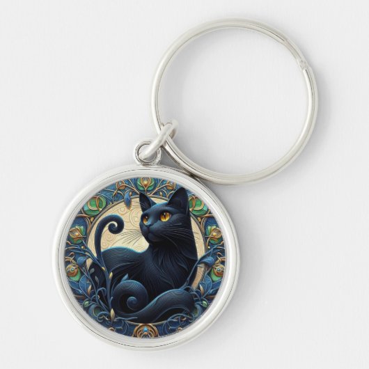 Porte-clés Art Nouveau Chat noir Porte - clé celtique (Devant)