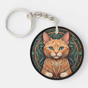 Porte-clés Art Nouveau Ginger Cat Personnaliser