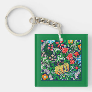 Porte-clés Art Nouveau Jacobean Floral, Vert émeraude