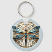 Porte-clés Art Nouveau Libellule Saphirs Élégant Or   (Recto)