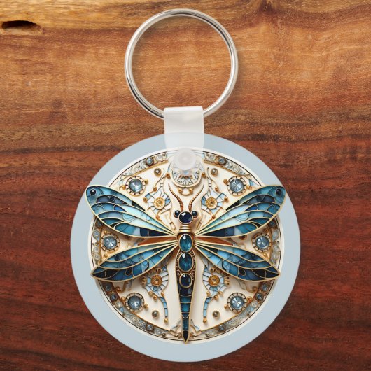 Porte-clés Art Nouveau Libellule Saphirs Élégant Or   (Verso)