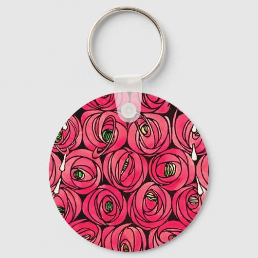 Porte-clés Art Nouveau rose Macintosh Stylisé (Recto)