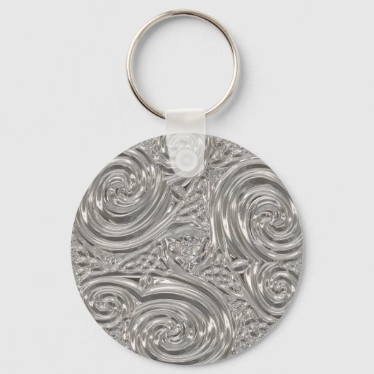 Porte-clés Art nouveau victorien élégant en argent (Recto)