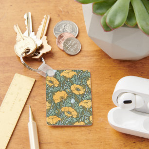 Porte-clés Art Nouveau vintage, Fleurs de pavot dans le jardi