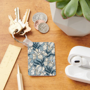 Porte-clés Art Nouveau vintage, fleurs d'iris de jardin bleue