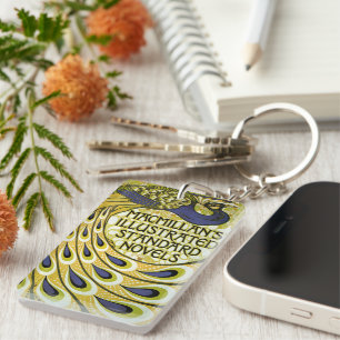 Porte-clés Art Nouveau vintage, plume de paon Macmillan