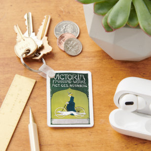 Porte-clés Art Nouveau vintage, Victoria Fahrrad Werke, Rehm