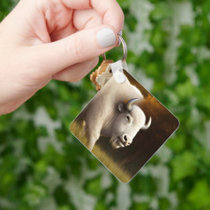 Porte-clés Art numérique de buffle blanc mystique