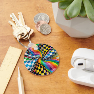Porte-clés Art numérique Motif arc-en-ciel du tableau de cont