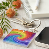 Porte-clés Art numérique Rainbow Swirls (Devant Droit)