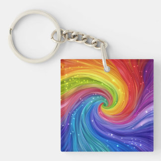 Porte-clés Art numérique Rainbow Swirls