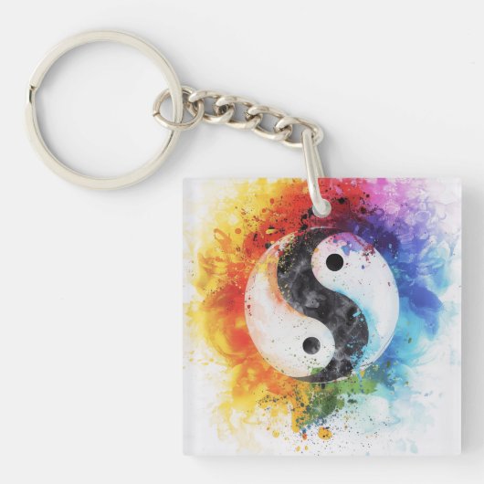 Porte-clés Art numérique Rainbow Yin Yang (Devant)