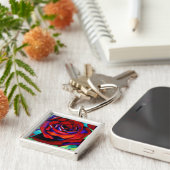 Porte-clés Art original rose de la passion rouge (Côté)