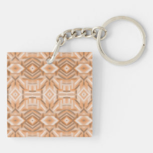 Porte-clés Art pastel doux abstrait orange staccato