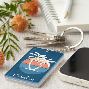 Porte-clés Art personnalisé d'île tropicale de plage d'océan