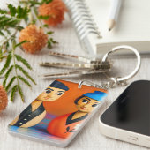 PORTE-CLÉS ART POP MID-SIÈCLE. (Devant droit)