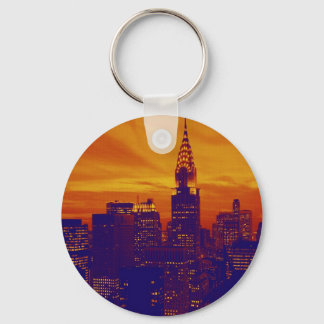 Porte-clés Art pop orange bleu New York City