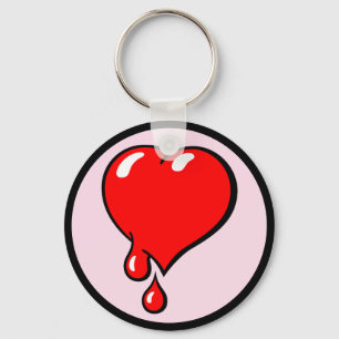 Porte-clés Art Pop Vintage Rouge Libéral Heart en Sang