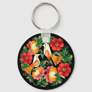 Porte-clés Art populaire exquis Oiseaux Fleurs Décor beau