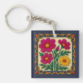 Porte-clés Art populaire floral brodé (Devant)