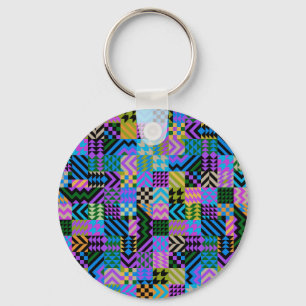 Porte-clés Art populaire tribal - Bleu