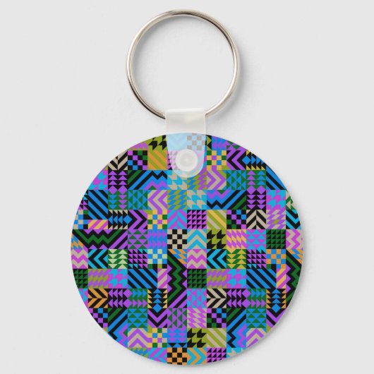 Porte-clés Art populaire tribal - Bleu (Recto)