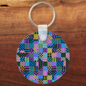 Porte-clés Art populaire tribal - Bleu (Recto)