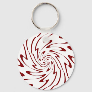 Porte-clés Art Retro Rouge et blanc Vagues à vent Abstrait