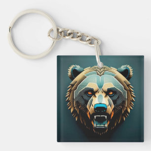 Porte-clés Art stylisé d'ours féroce