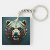 Porte-clés Art stylisé d'ours féroce (Dos)
