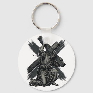 Porte-clés Art vectoriel chrétien Jésus portant la croix vint