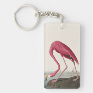 Porte-clés Art vintage d'Audubon représentant un flamant rose