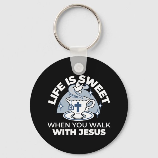 Porte-clés Art Vivant Fidèle - Teacup avec Croix et Dove (Recto)