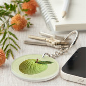 Porte-clés Artisanat Crochet vert Pomme Nom Monogramme (Devant droit)