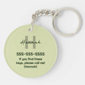 Porte-clés Artisanat Crochet vert Pomme Nom Monogramme (Dos)