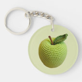 Porte-clés Artisanat Crochet vert Pomme Nom Monogramme (Devant)
