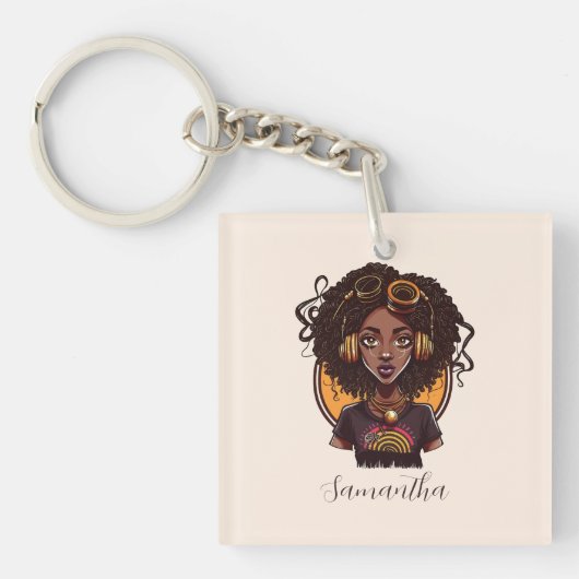 Porte-clés Artiste Afro femme (Devant)