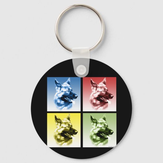 Porte-clés Artiste-berger allemand Chien Pop Art (Recto)