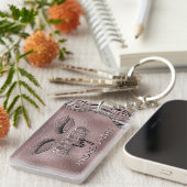 Porte-clés Artiste de maquillage d'or Rose chic Personnalisé (Devant droit)