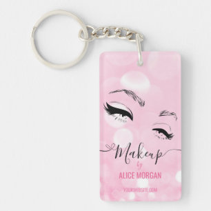 Porte-clés Artiste Maquilleuse Rose Pailleté Glamour Bokeh Se