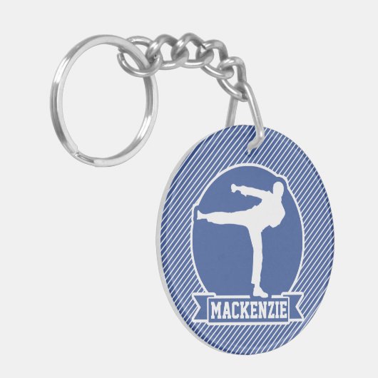 Porte-clés Arts Martiaux, Karate, Bleu & Blancs (Devant gauche)